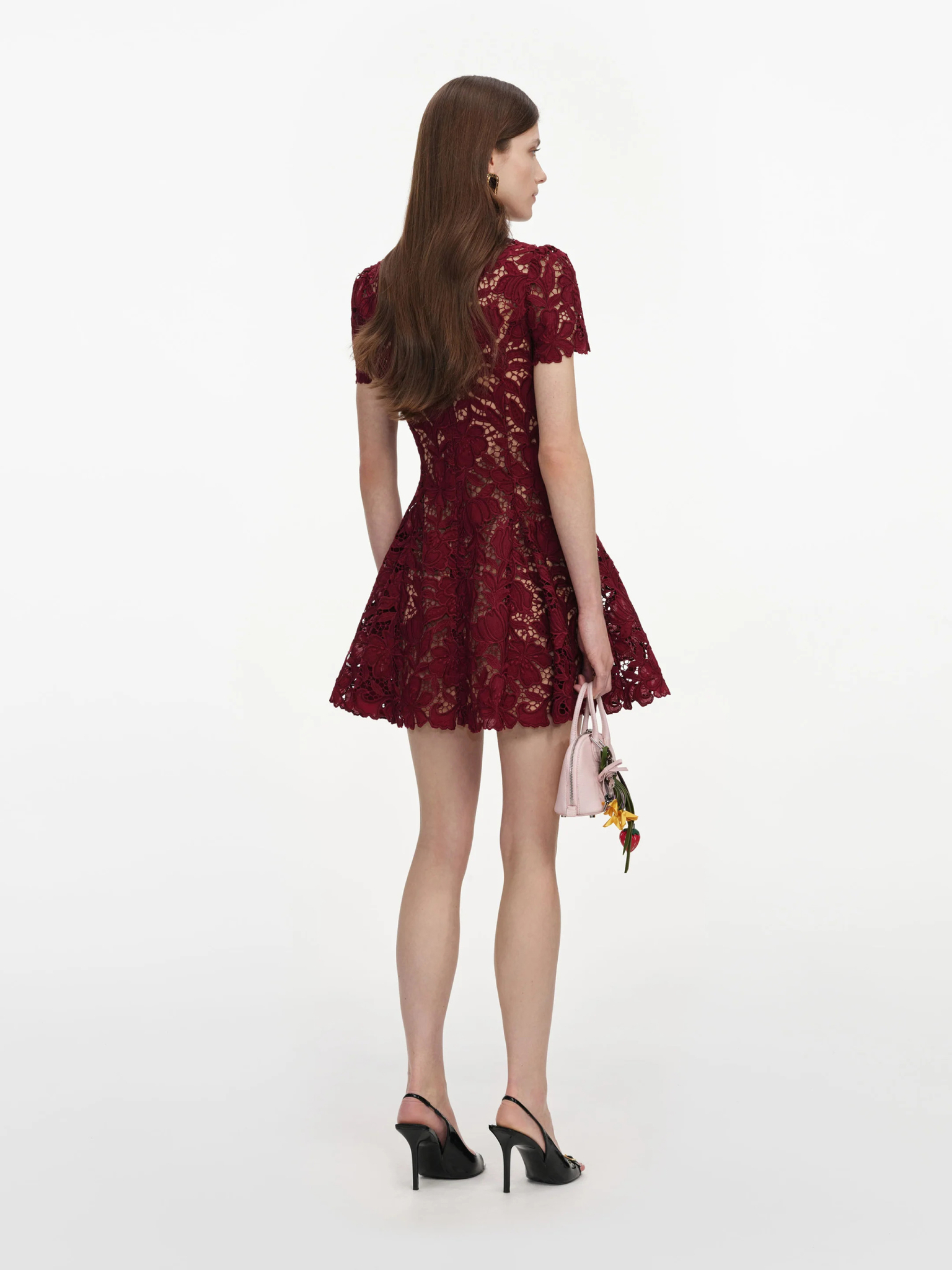 [SELF PORTRAIT] Short sleeve dress FW26 PF26111SABUBURGUNDY