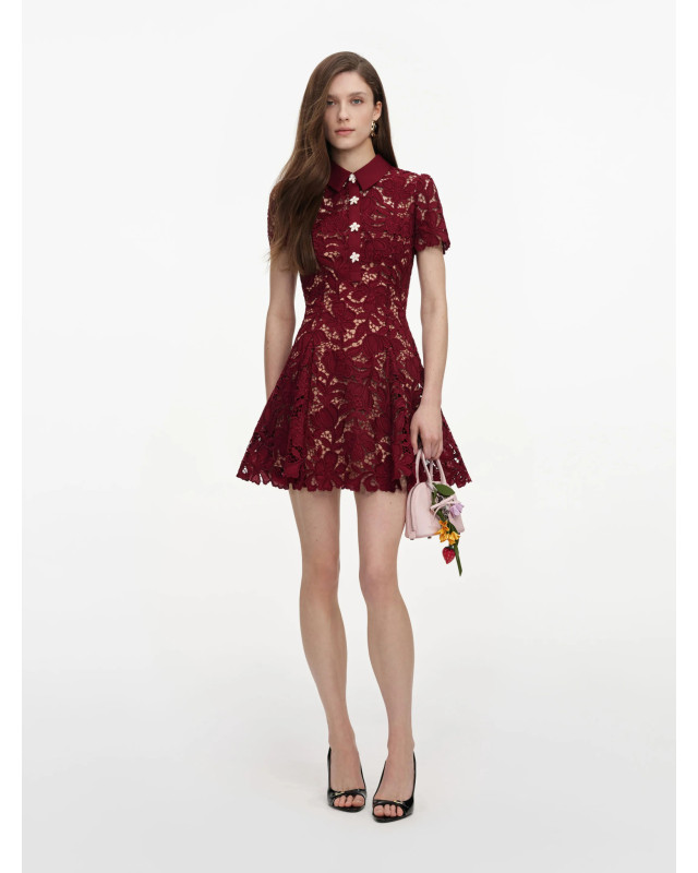 [SELF PORTRAIT] Short sleeve dress FW26 PF26111SABUBURGUNDY