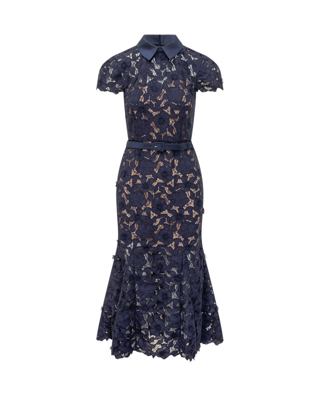 [Self-portrait] Short sleeve dress SS26 RS26171MN NAVY