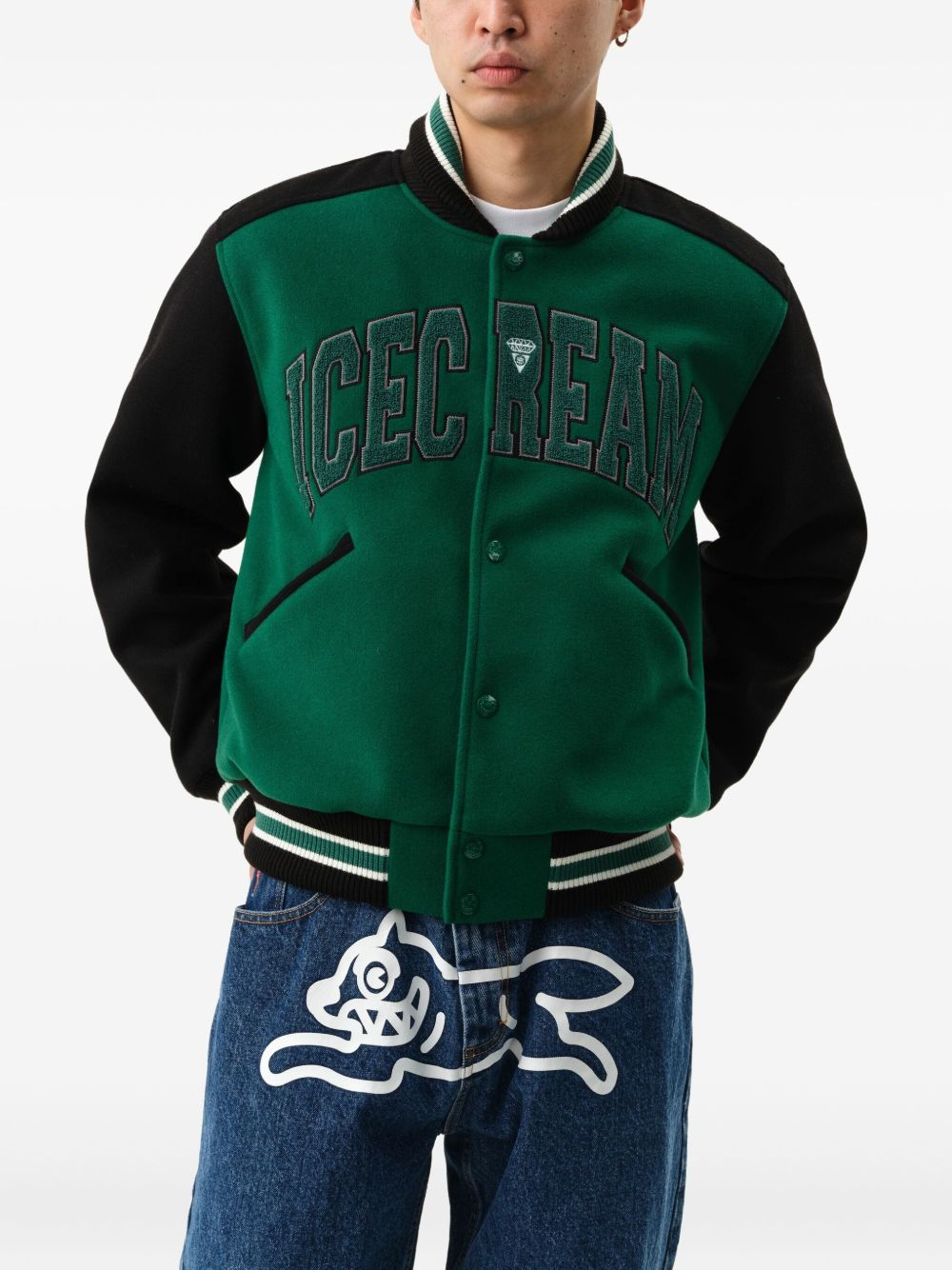 [ICECREAM] Bomber Jacket FW25 IC25302GREEN/BLACK