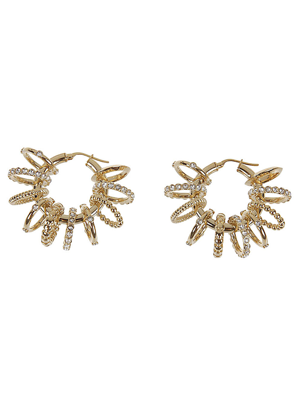 [Amina Muaddi] Earring FW23 MULTIRINGHOOPBIGCRYSTALWHITE&GOLD