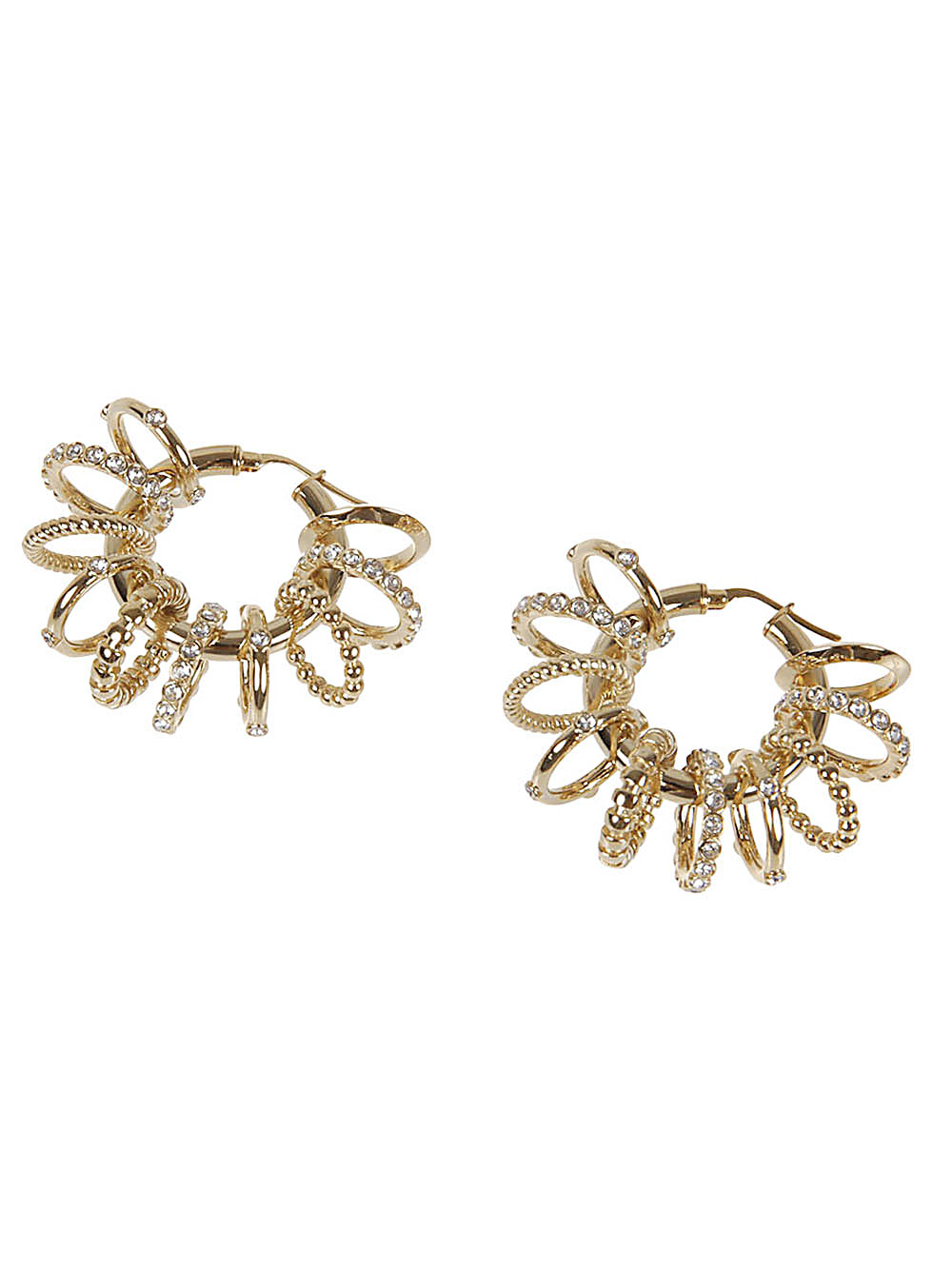 [Amina Muaddi] Earring FW23 MULTIRINGHOOPBIGCRYSTALWHITE&GOLD