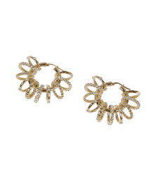 [Amina Muaddi] Earring FW23 MULTIRINGHOOPBIGCRYSTALWHITE&GOLD