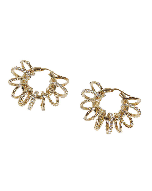 [Amina Muaddi] Earring FW23 MULTIRINGHOOPBIGCRYSTALWHITE&GOLD