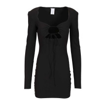 [Amazuin] Long sleeve dress FW25 11NILUDBDEEP BLACK