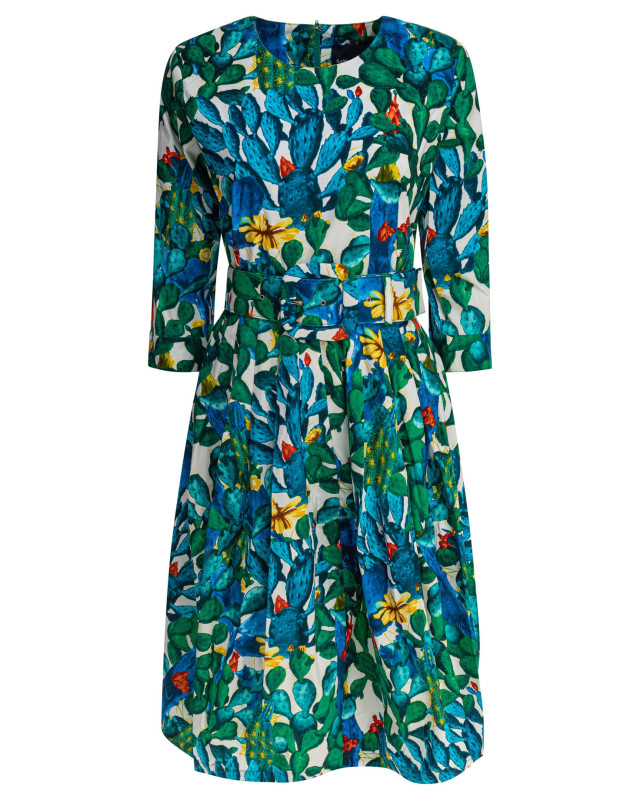 [Samantha Sung] Long sleeve dress SS25 RACHELCACTUS WHITE AQUA