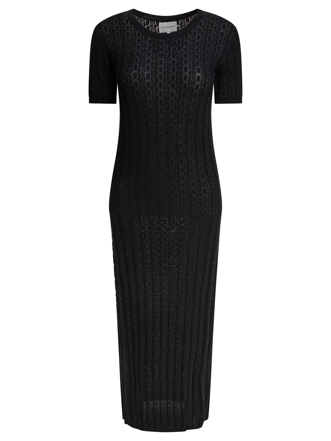 [LOULOU STUDIO] Short sleeve dress SS25 ARUBABLACK