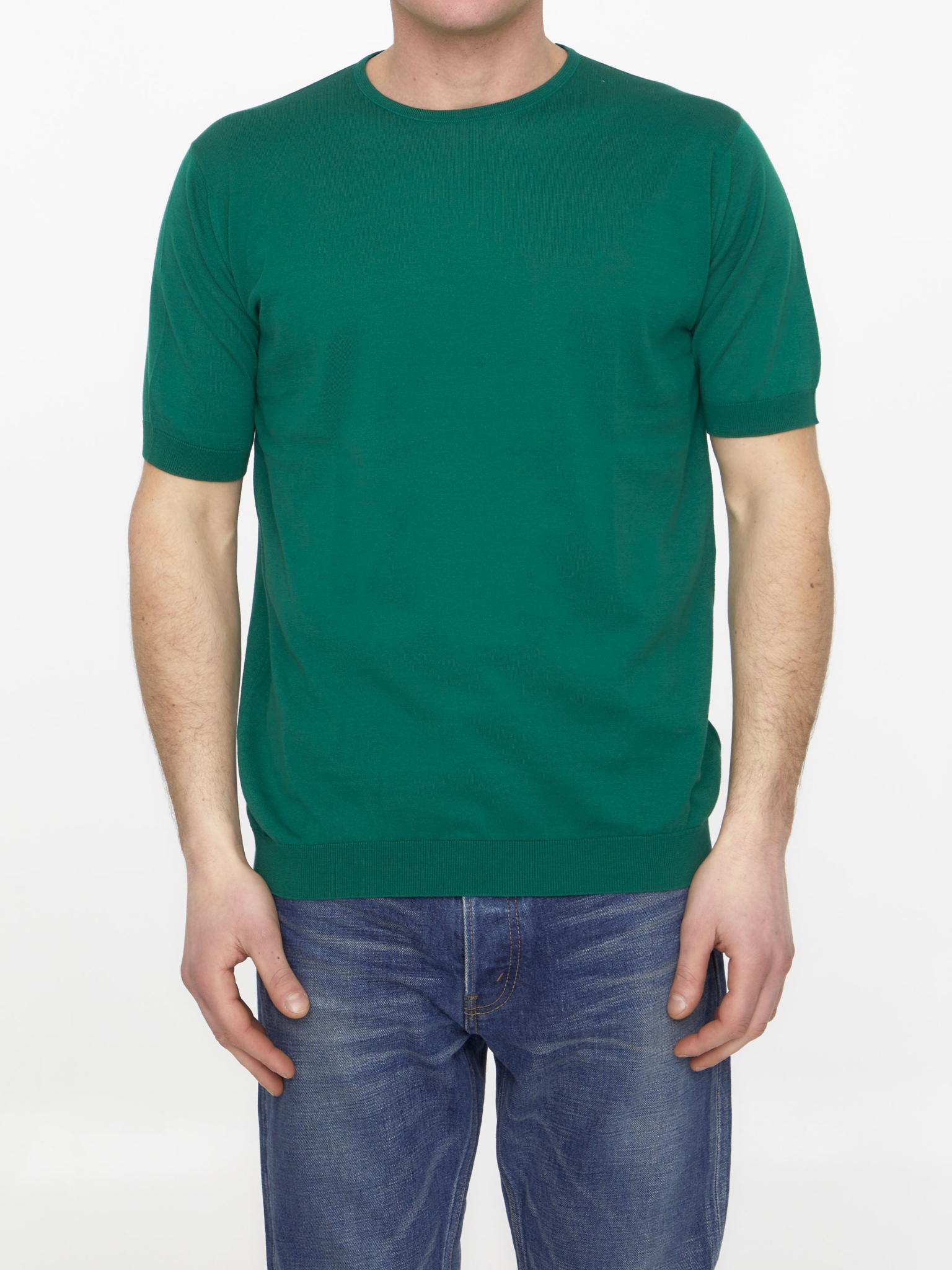 [JOHN SMEDLEY] T-shirts Short Sleeve SS23 BELDEN_30G_SCOTCH GREN