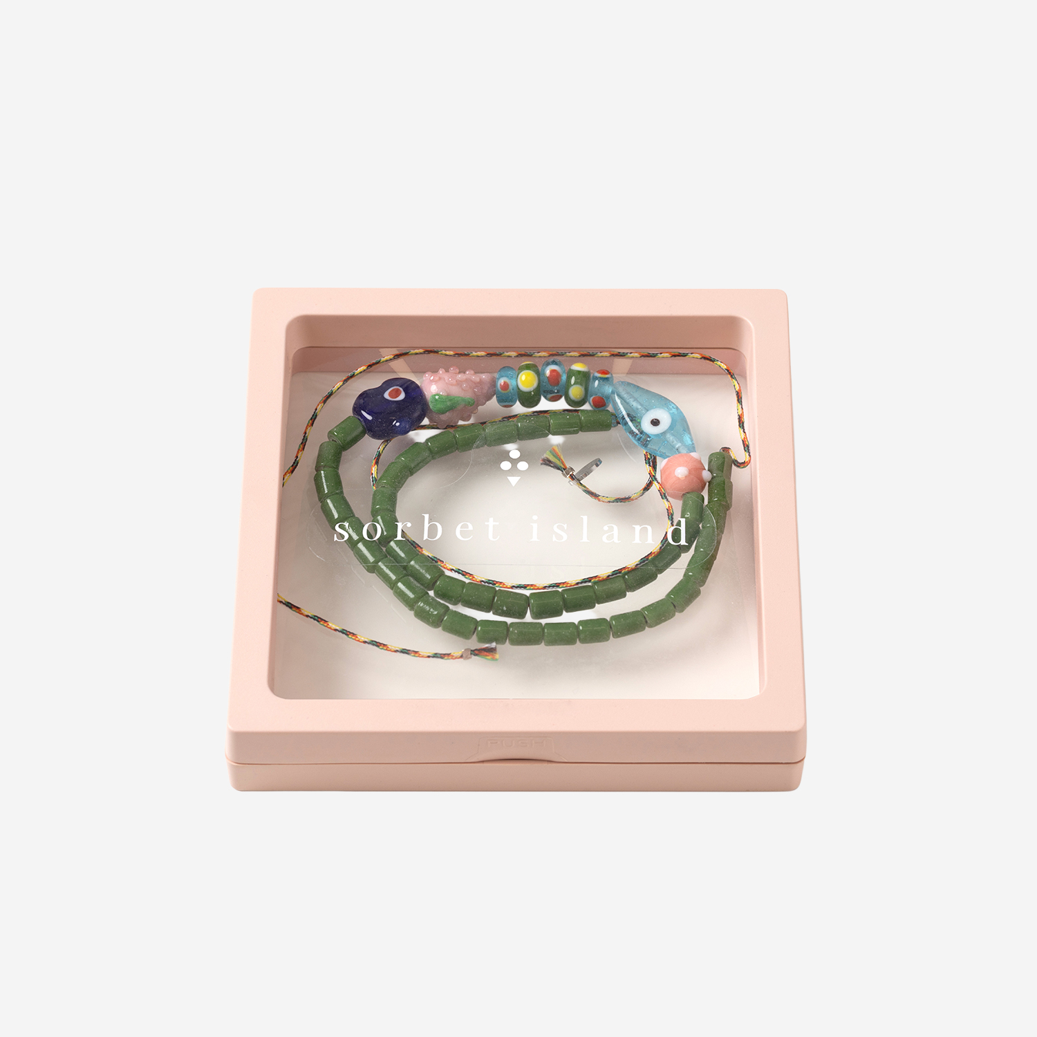[SORBET ISLAND] Bracelet SS26 MIXEDGLASSBEADEVILEYEGREEN