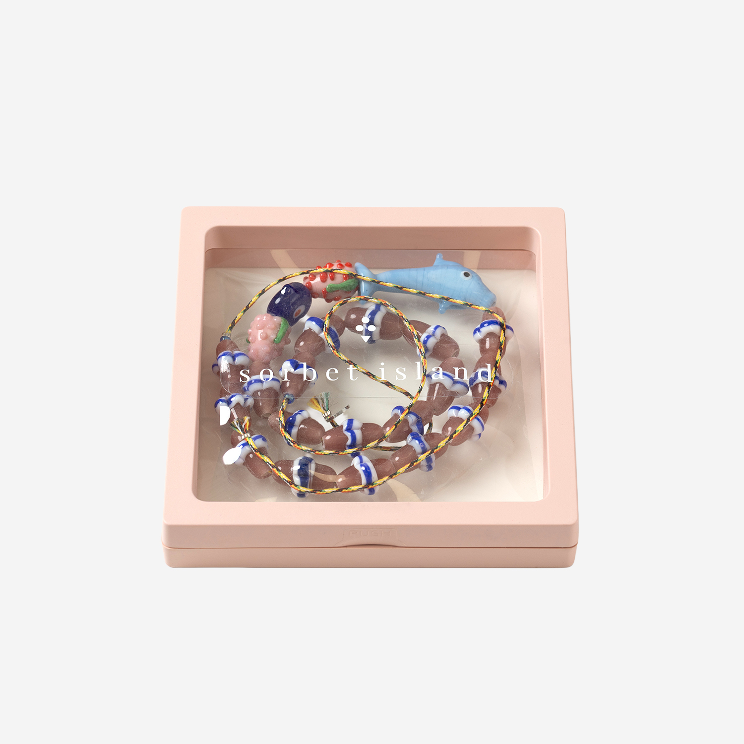 [SORBET ISLAND] Bracelet SS26 MIXEDGLASSBEADDOLPHINPINKRED