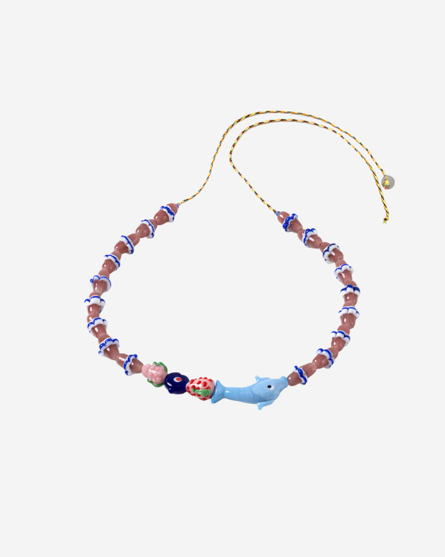 [SORBET ISLAND] Bracelet SS26 MIXEDGLASSBEADDOLPHINPINKRED