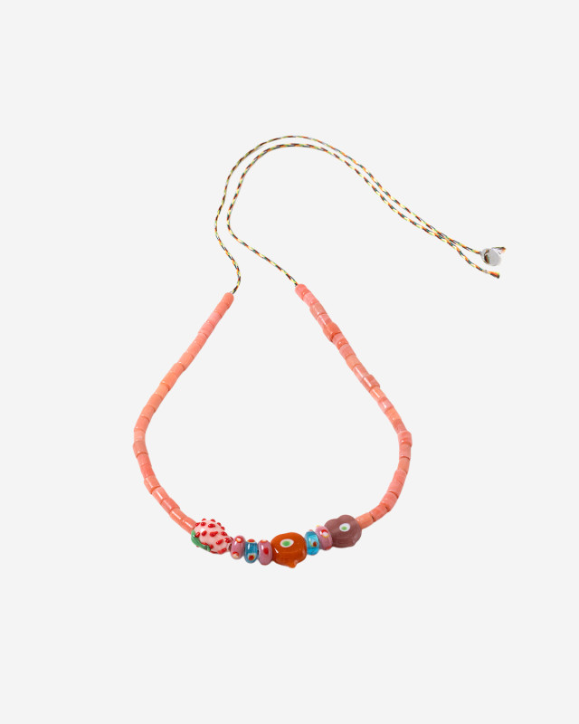 [SORBET ISLAND] Bracelet SS26 MIXEDGLASSBEADSTRAWBERRYPINK