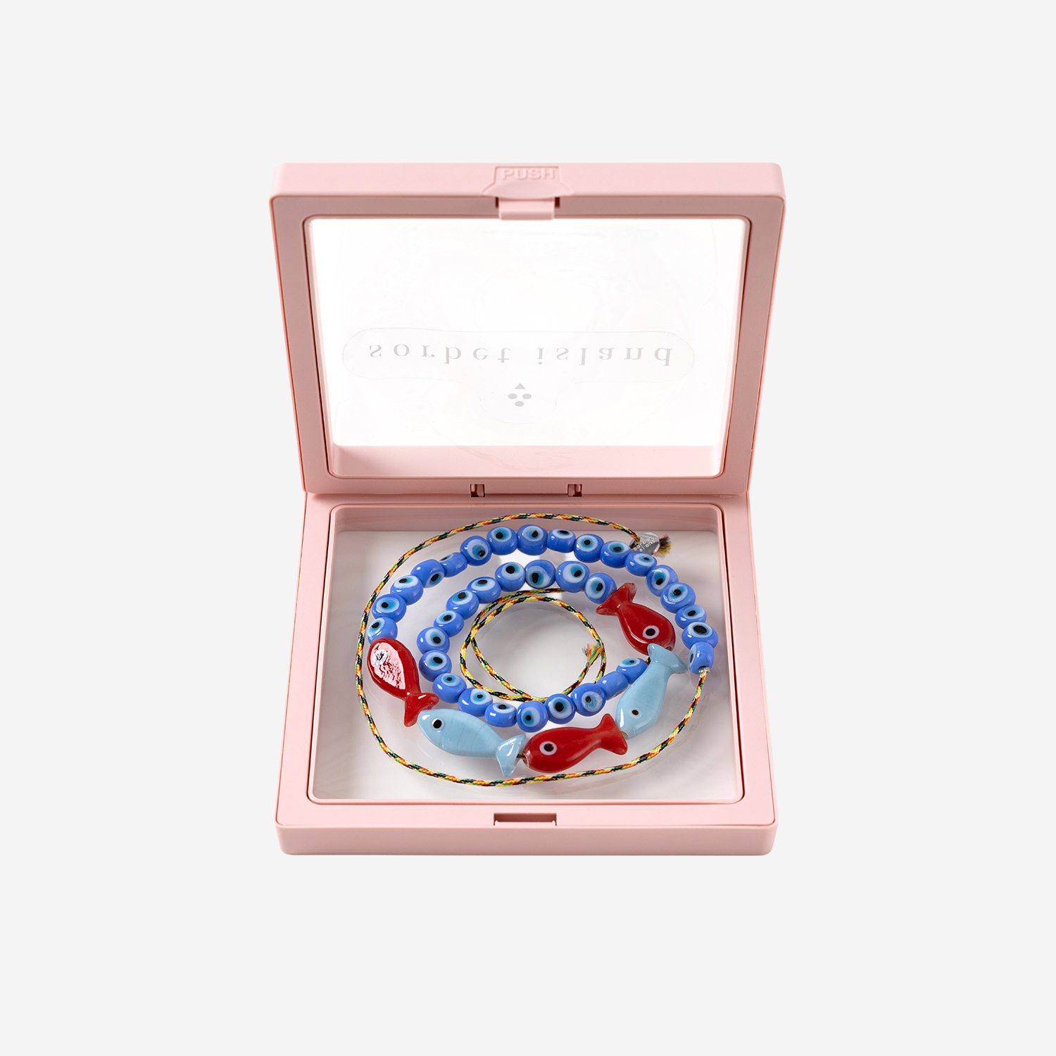 [SORBET ISLAND] Bracelet SS26 FISHGLASSBEADREDLIGHTBLUE