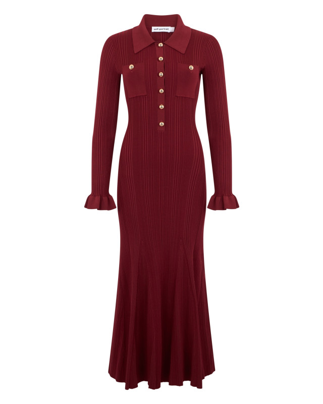 [SELF PORTRAIT] Long sleeve dress FW25 AW25008MABU_BURGUNDY