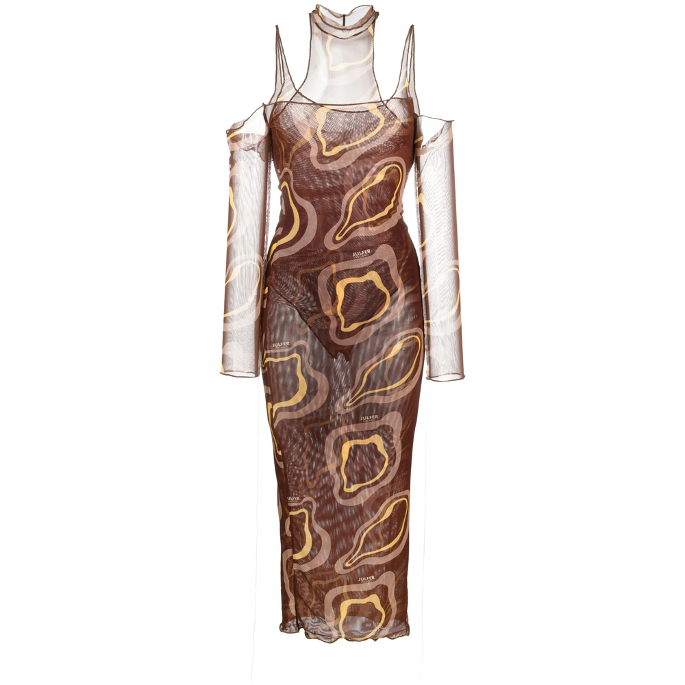 [Julfer] Long sleeve dress FW23 JANET LONG  BROWN