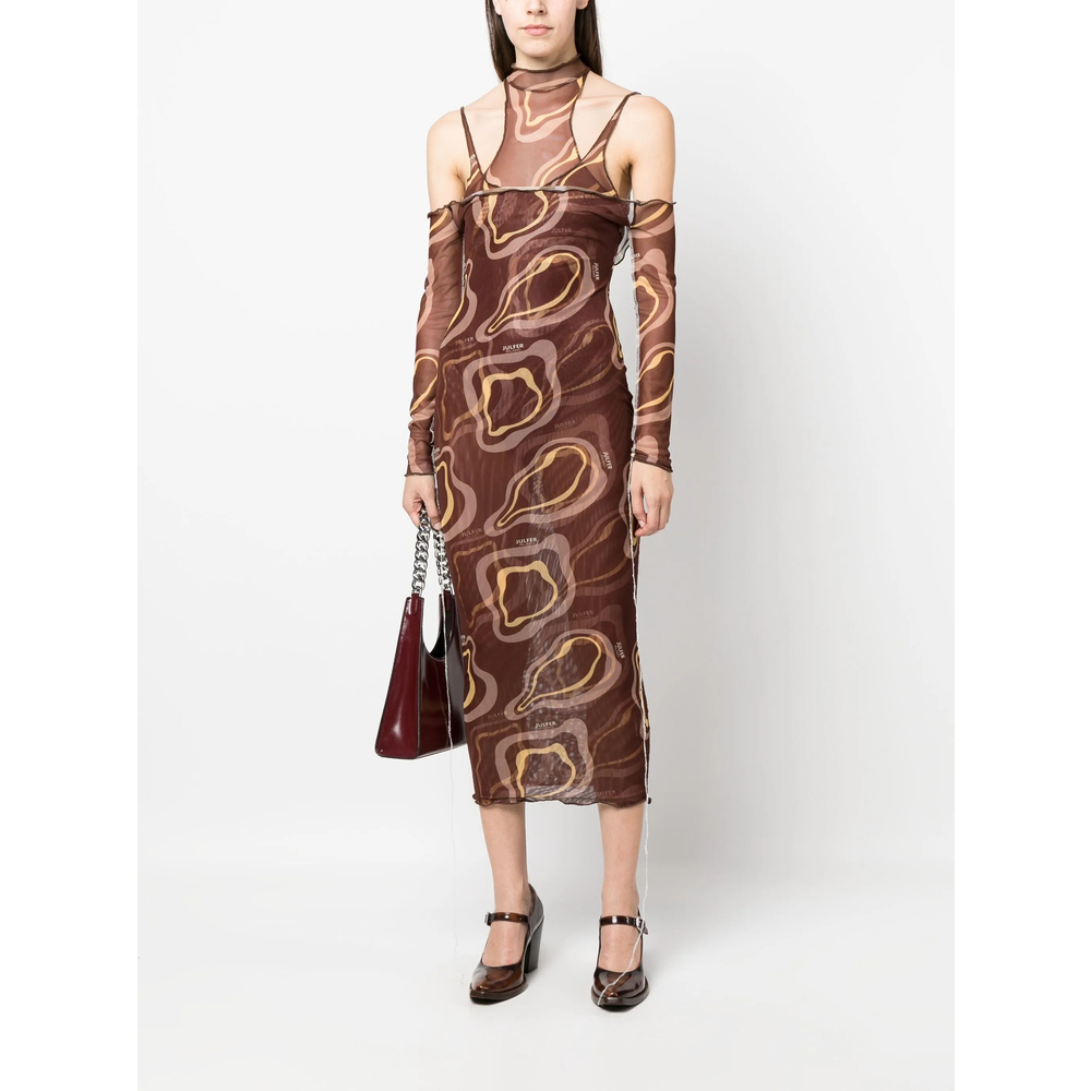 [Julfer] Long sleeve dress FW23 JANET LONG  BROWN