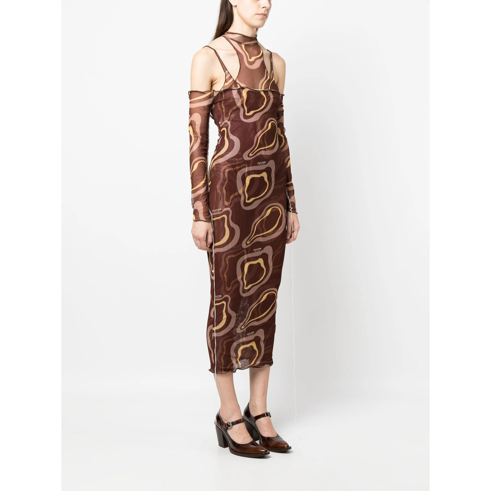 [Julfer] Long sleeve dress FW23 JANET LONG  BROWN