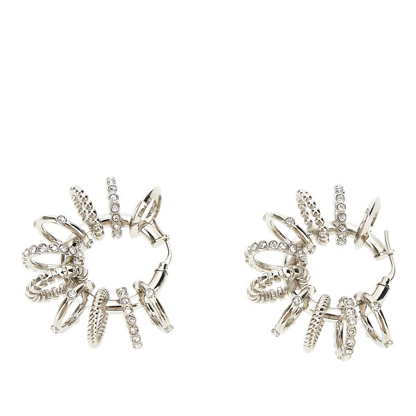 [Amina Muaddi] Earring FW23 MULTI RING HOOP BIGSILVER BASEWHITE-WHITE
