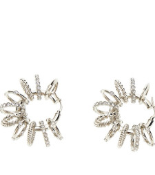 [Amina Muaddi] Earring FW23 MULTI RING HOOP BIGSILVER BASEWHITE-WHITE
