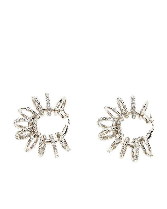 [Amina Muaddi] Earring FW23 MULTI RING HOOP BIGSILVER BASEWHITE-WHITE