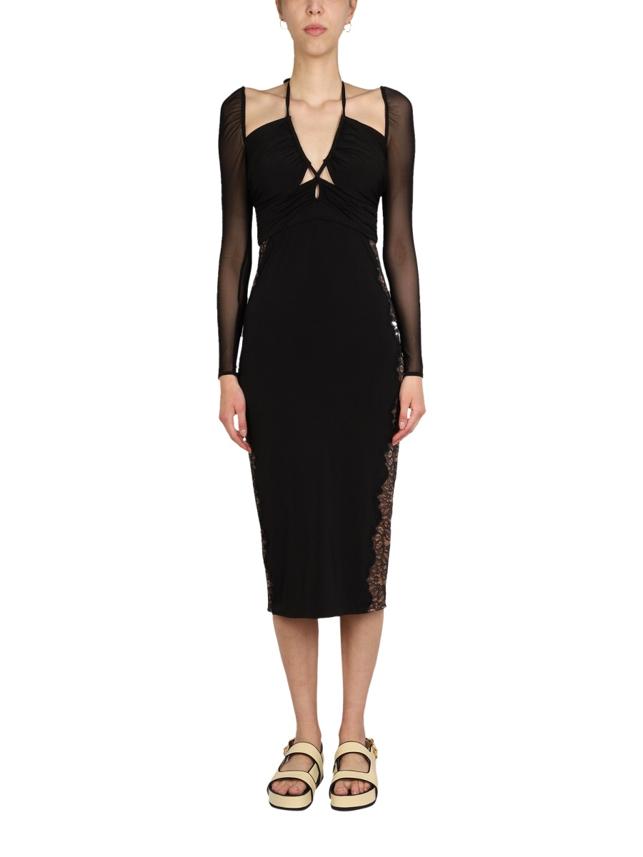 [Self-portrait] Long sleeve dress SS22 SS22-113_BLACK
