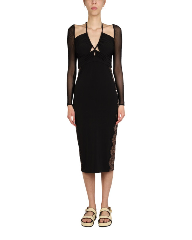 [Self-portrait] Long sleeve dress SS22 SS22-113_BLACK