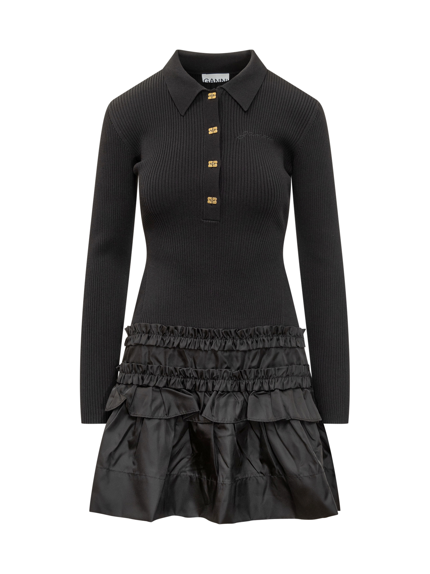 [GANNI] Long sleeve dress FW25 K2523 099