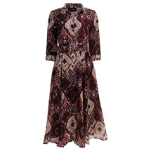 [Samantha Sung] Long sleeve dress FW25 ASTERTIE DYE MALDIVES IVORY BURGUNDY