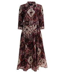 [Samantha Sung] Long sleeve dress FW25 ASTERTIE DYE MALDIVES IVORY BURGUNDY