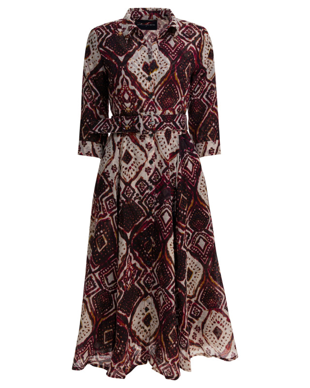 [Samantha Sung] Long sleeve dress FW25 ASTERTIE DYE MALDIVES IVORY BURGUNDY
