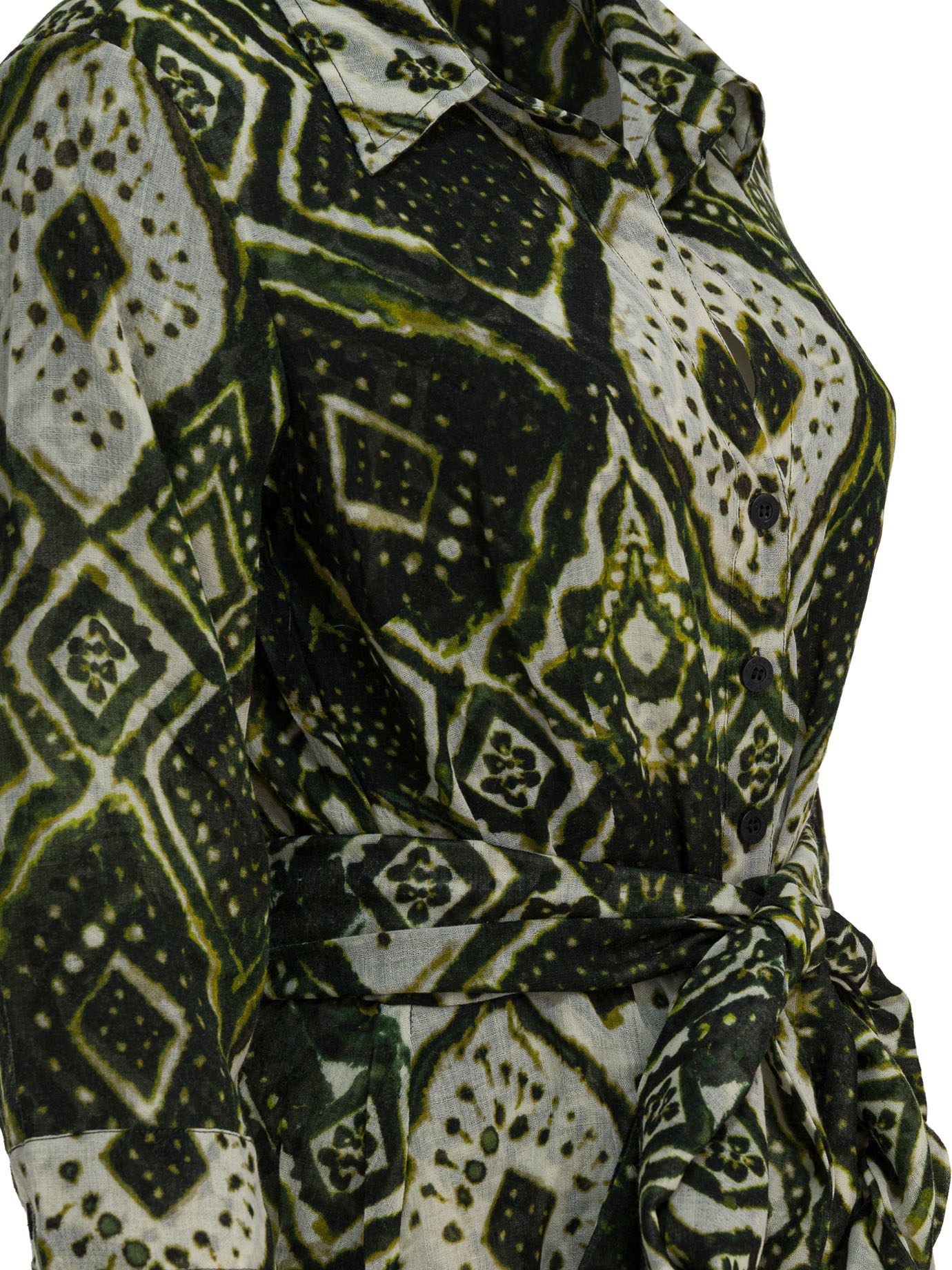 [Samantha Sung] Long sleeve dress FW25 ASTERTIE DYE MALDIVES IVORY OLIVE GREEN