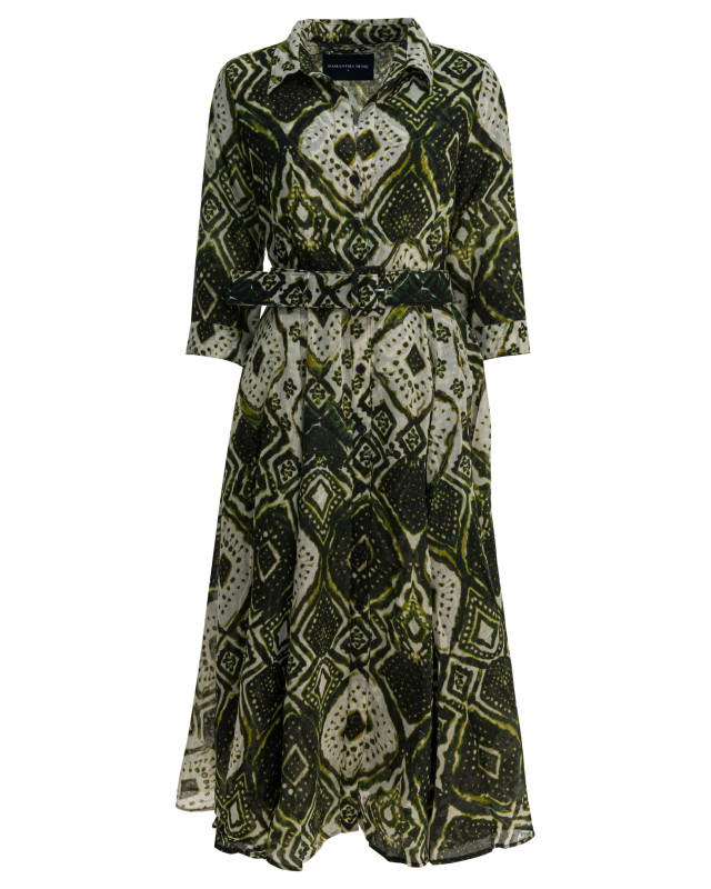[Samantha Sung] Long sleeve dress FW25 ASTERTIE DYE MALDIVES IVORY OLIVE GREEN