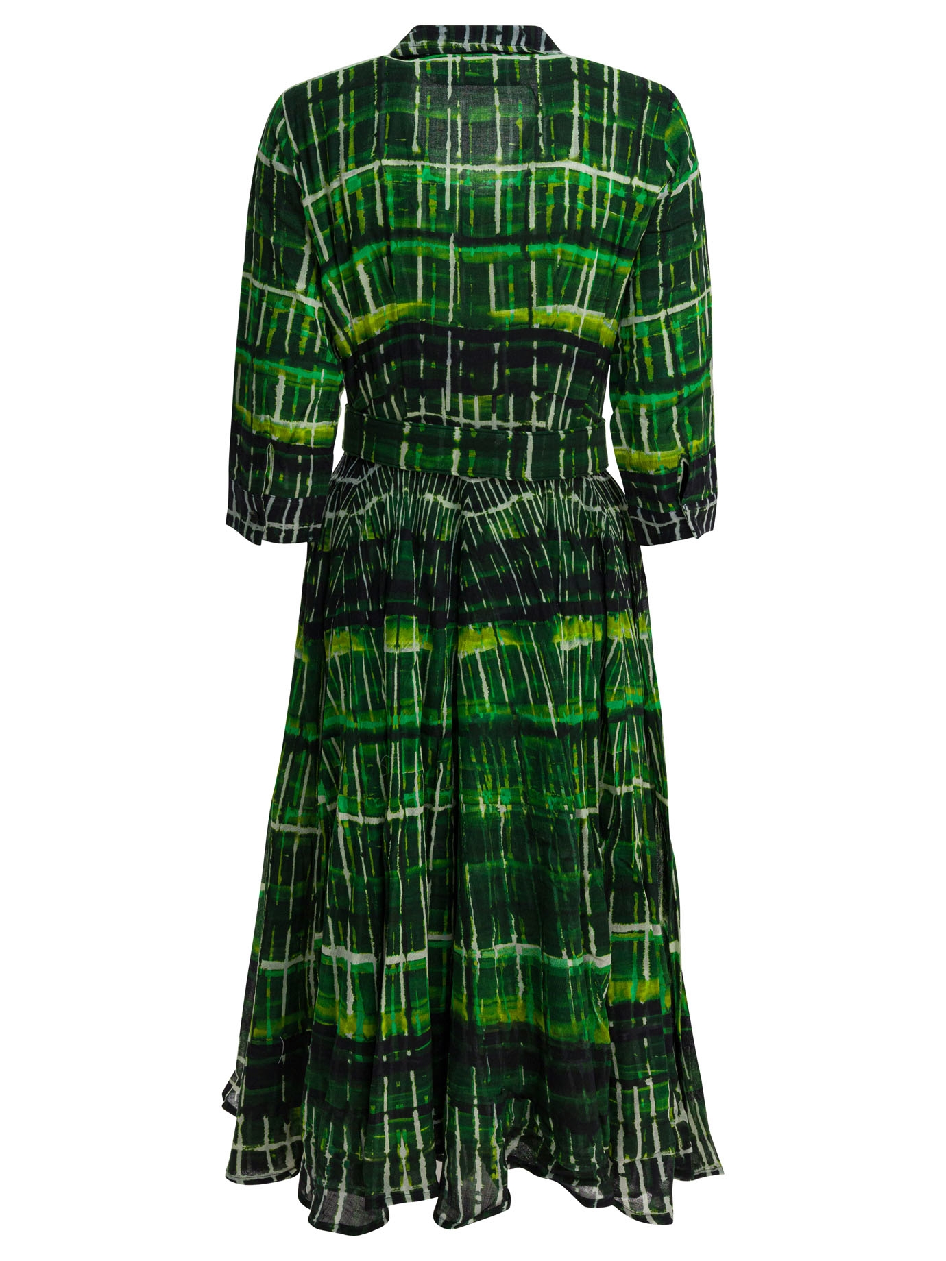 [Samantha Sung] Long sleeve dress FW25 ASTERWATERCOLOR PLAID GREEN