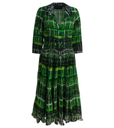 [Samantha Sung] Long sleeve dress FW25 ASTERWATERCOLOR PLAID GREEN