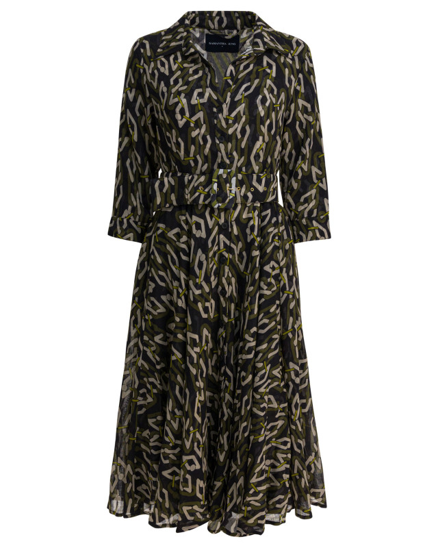 [Samantha Sung] Long sleeve dress FW25 ASTERMULTI CHAIN BIG DARK BLACK OLIVE GREEN