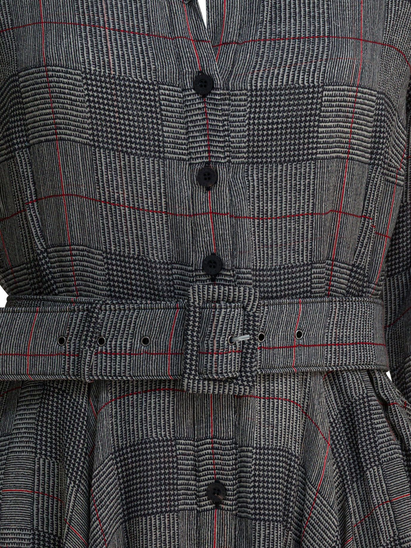 [Samantha Sung] Long sleeve dress FW25 ASTERSAVILE ROW CHECK BIG IVORY BLACK