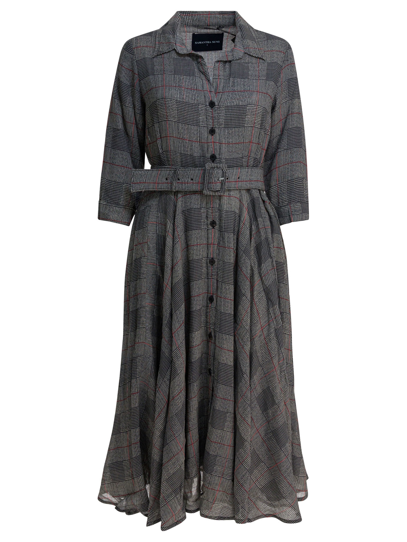 [Samantha Sung] Long sleeve dress FW25 ASTERSAVILE ROW CHECK BIG IVORY BLACK