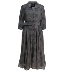 [Samantha Sung] Long sleeve dress FW25 ASTERSAVILE ROW CHECK BIG IVORY BLACK