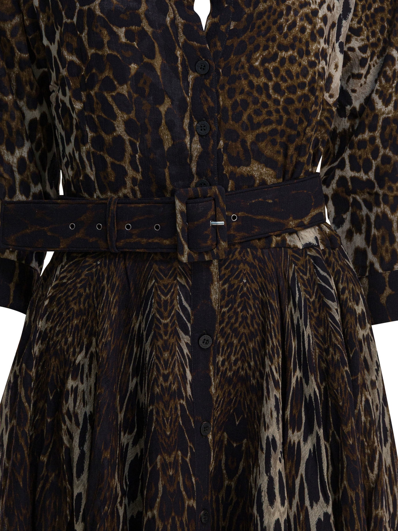 [Samantha Sung] Long sleeve dress FW25 ASTERCOLOMBO LEOPARD BIG SEPIA