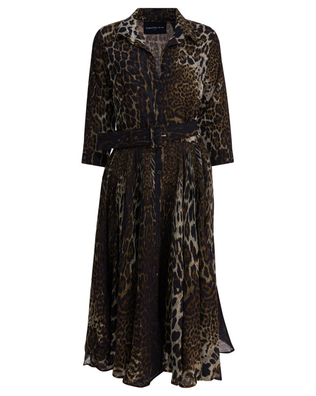 [Samantha Sung] Long sleeve dress FW25 ASTERCOLOMBO LEOPARD BIG SEPIA
