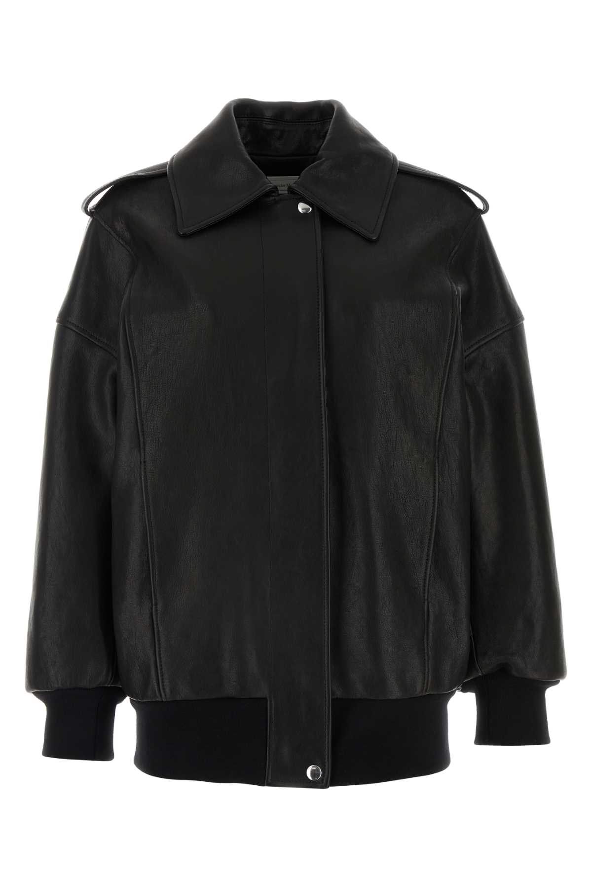 [Alexander McQueen] Leather Jacket FW24 799506Q5AIZ 1000