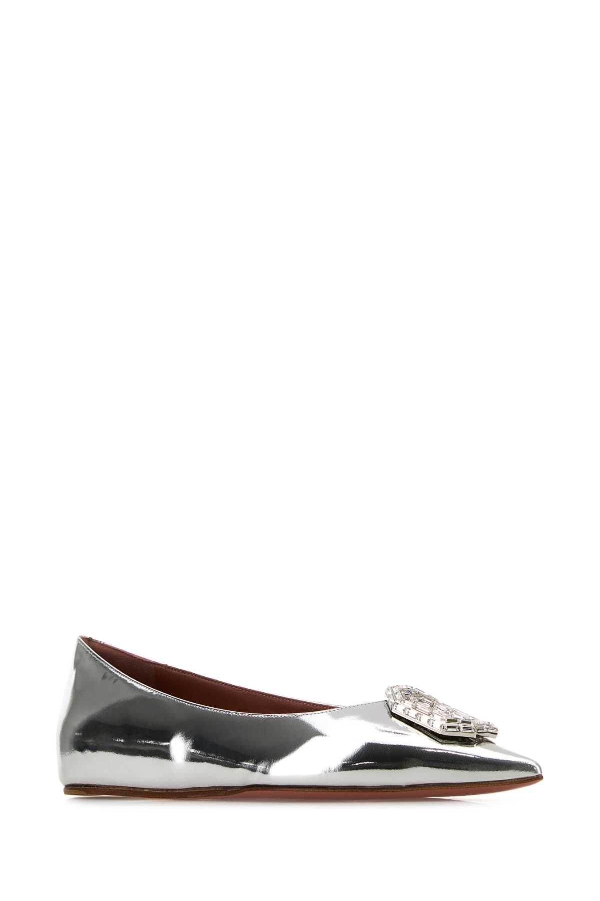[Amina Muaddi] Flat shoes FW25 CAMELIAFLAT SILWHT