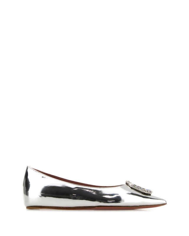 [Amina Muaddi] Flat shoes FW25 CAMELIAFLAT SILWHT