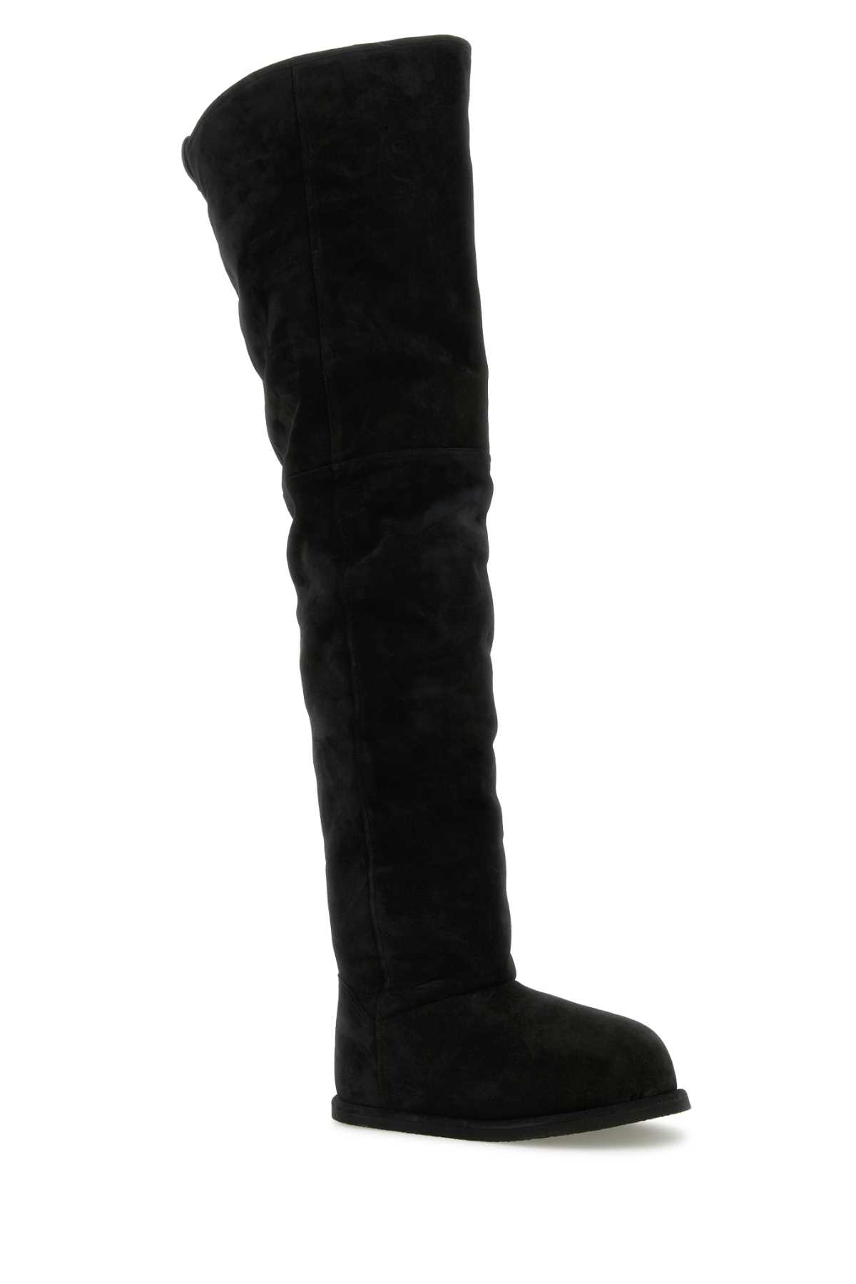 [Amina Muaddi] Boots SS25 HEIDITHIGHHIBOOT15 BLKIVORY