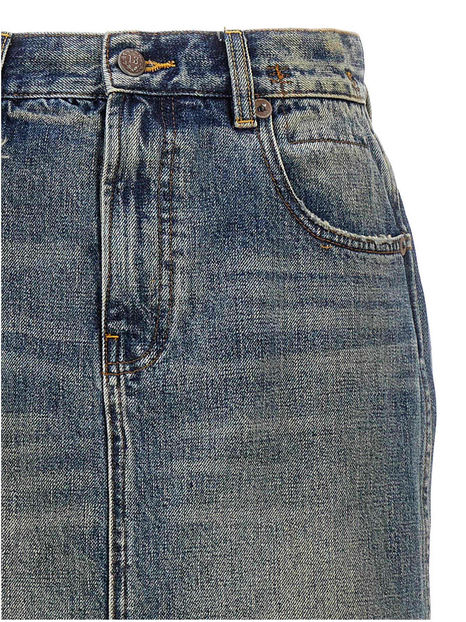 [R13] Long skirt FW24 R13WD102D213ABARTERINDIGO