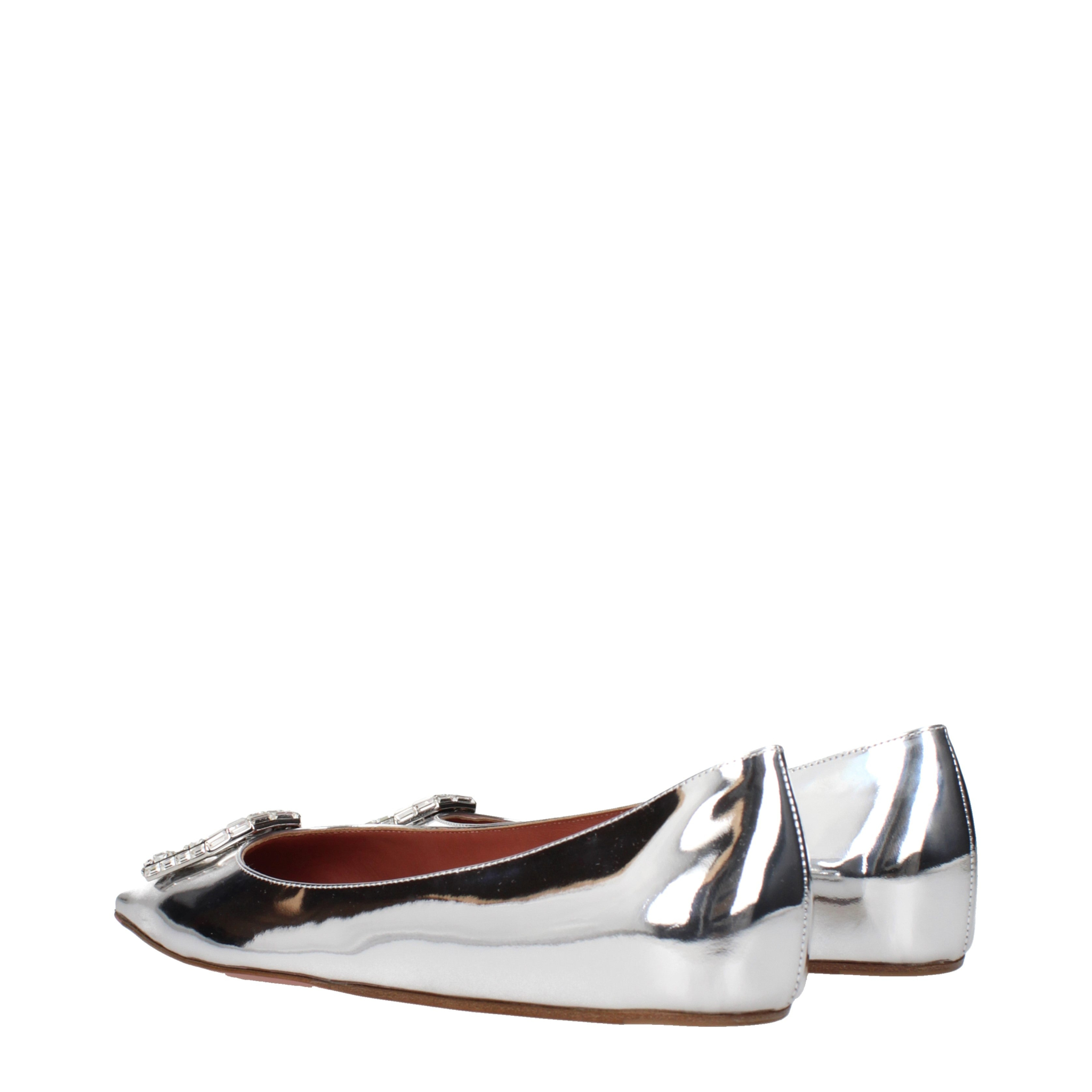 [Amina Muaddi] Flat shoes SS25 CAMELIAFLATMIRRORSILVER