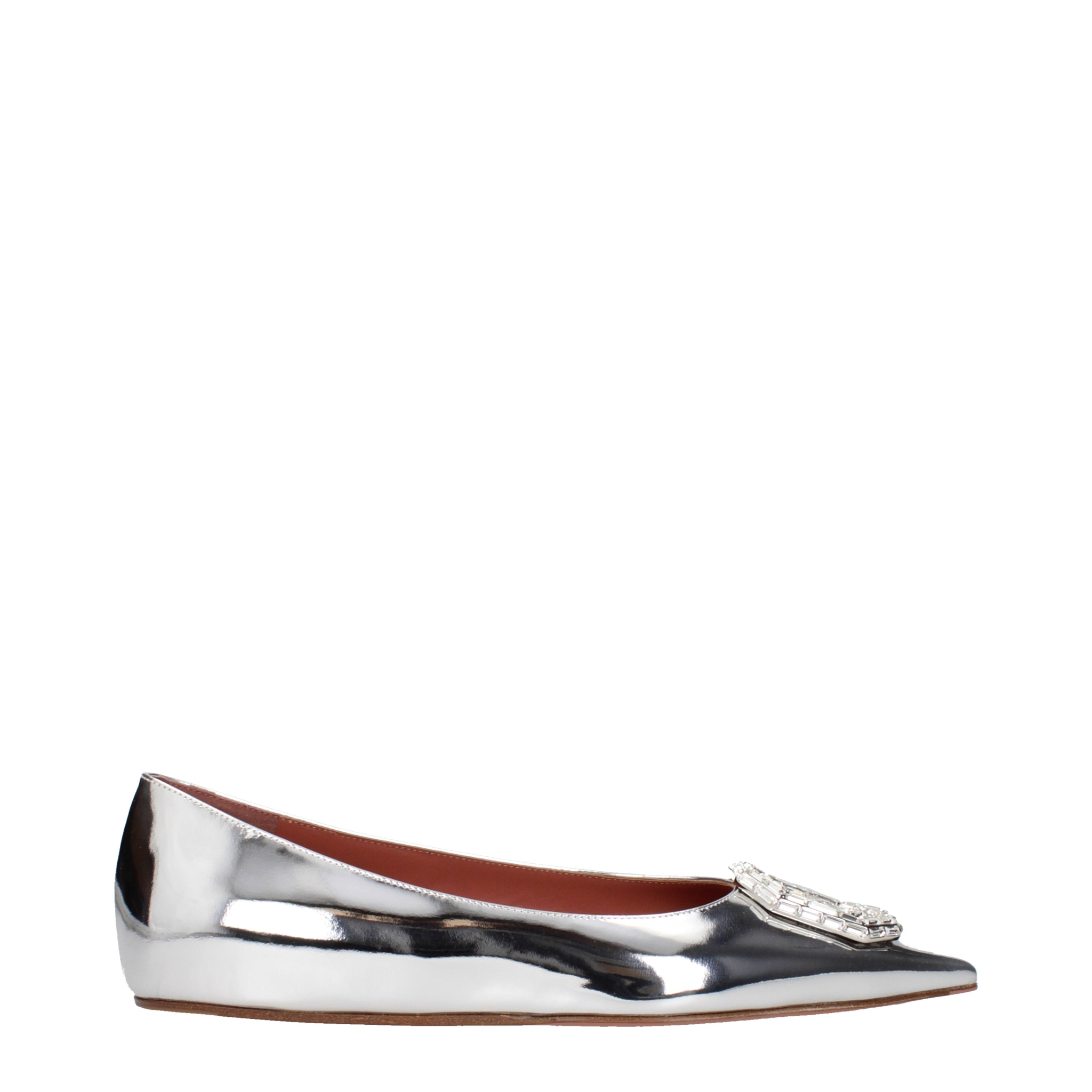 [Amina Muaddi] Flat shoes SS25 CAMELIAFLATMIRRORSILVER