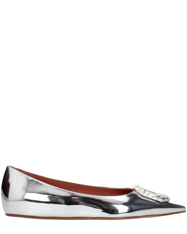 [Amina Muaddi] Flat shoes SS25 CAMELIAFLATMIRRORSILVER