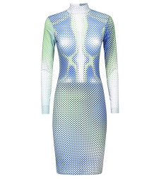 [SINEAD GOREY] Long sleeve dress FW22 656641-99BLUE/WHITE/GREEN