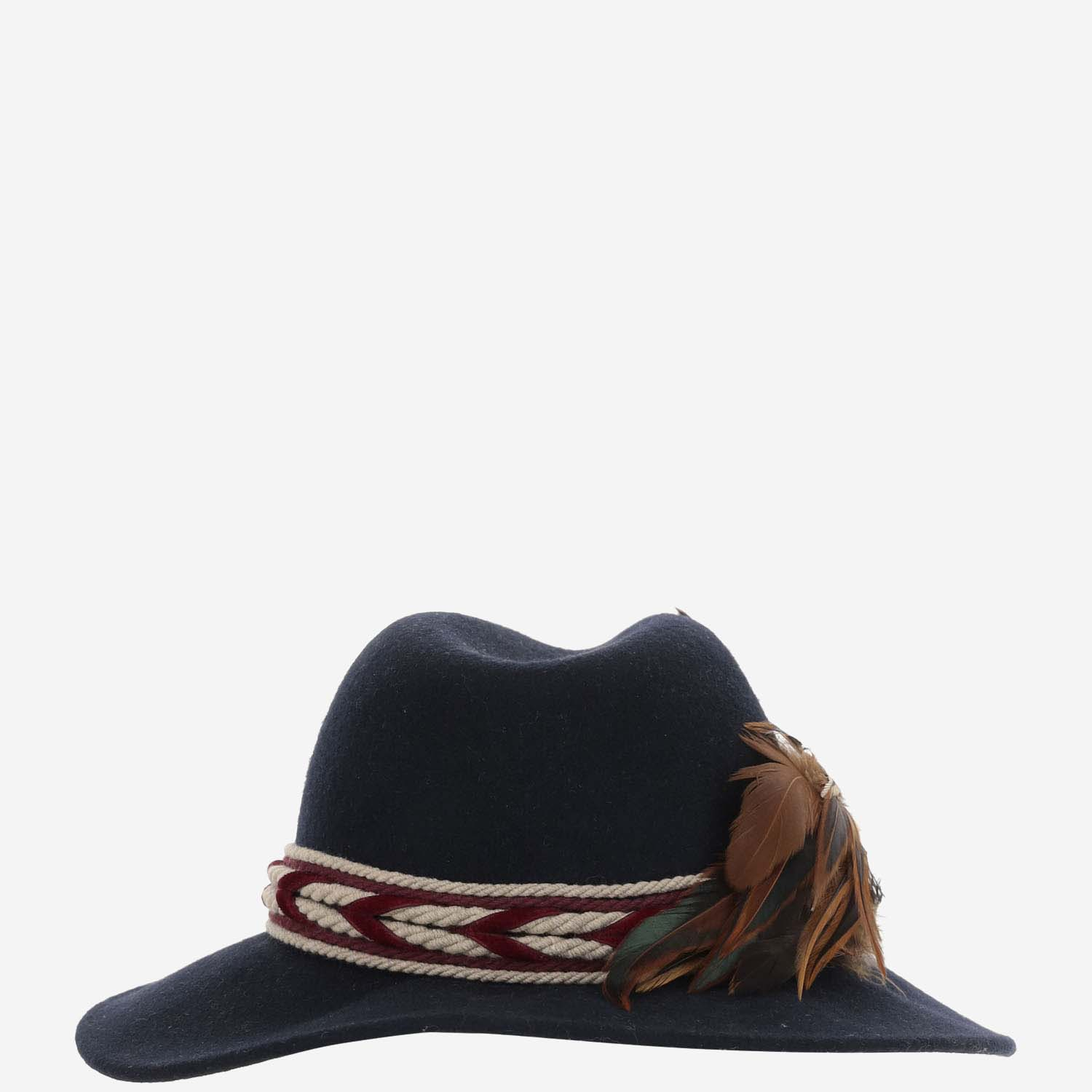 [ALEXIA ALVAREZ DE TOLEDO] Hat FW24 BLUEMARINEFEDORAHATWITHLITTLEFEATHERSNRBLUE